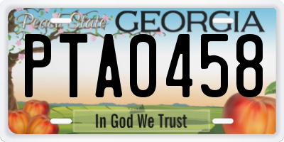 GA license plate PTA0458