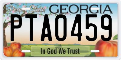 GA license plate PTA0459