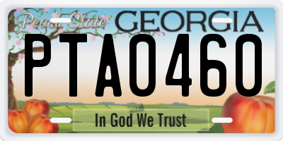 GA license plate PTA0460