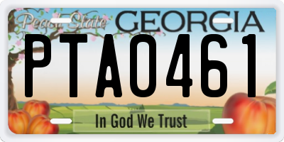 GA license plate PTA0461