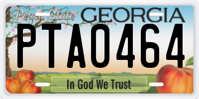 GA license plate PTA0464