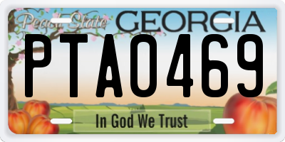 GA license plate PTA0469