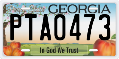 GA license plate PTA0473