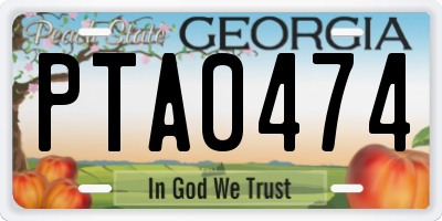GA license plate PTA0474