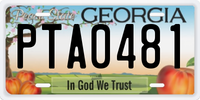 GA license plate PTA0481