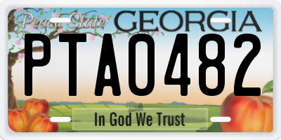 GA license plate PTA0482