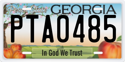 GA license plate PTA0485