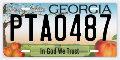 GA license plate PTA0487