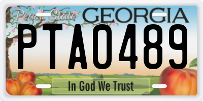 GA license plate PTA0489