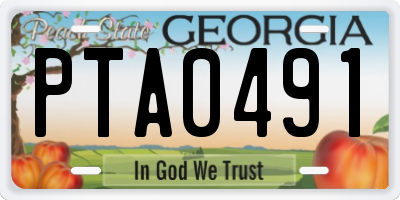 GA license plate PTA0491
