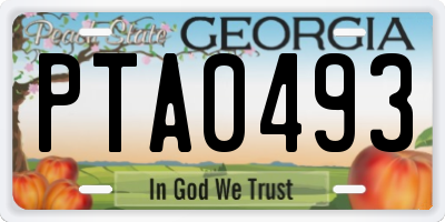 GA license plate PTA0493