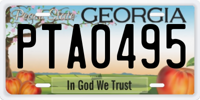 GA license plate PTA0495