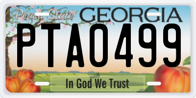 GA license plate PTA0499
