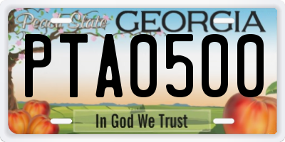 GA license plate PTA0500