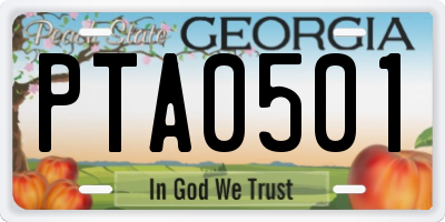 GA license plate PTA0501