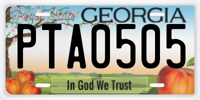 GA license plate PTA0505