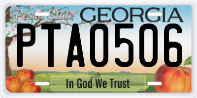 GA license plate PTA0506