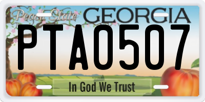 GA license plate PTA0507