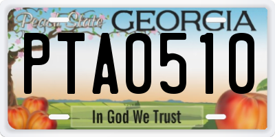 GA license plate PTA0510