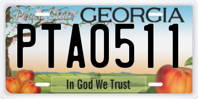 GA license plate PTA0511
