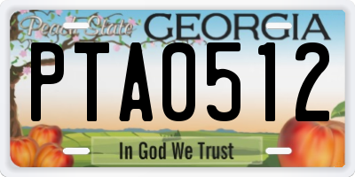GA license plate PTA0512