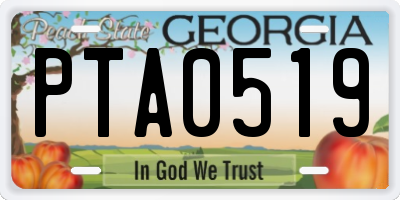 GA license plate PTA0519