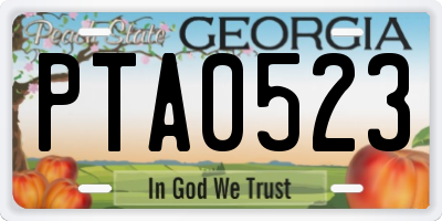 GA license plate PTA0523