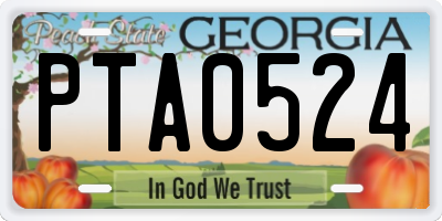 GA license plate PTA0524