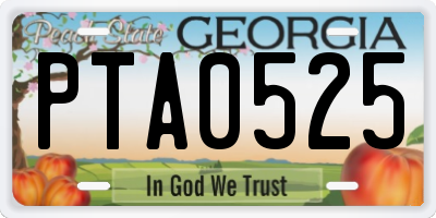 GA license plate PTA0525