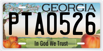 GA license plate PTA0526