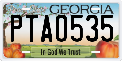 GA license plate PTA0535