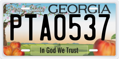 GA license plate PTA0537