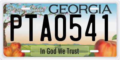 GA license plate PTA0541