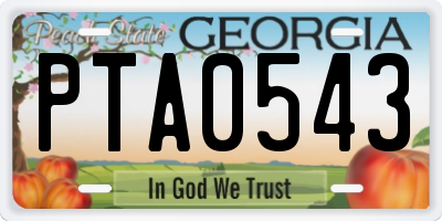 GA license plate PTA0543