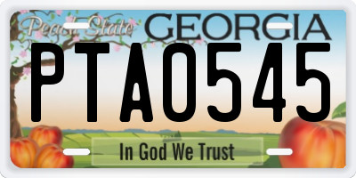 GA license plate PTA0545