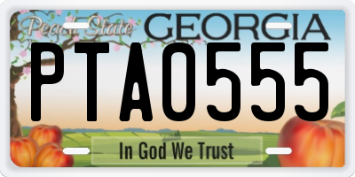 GA license plate PTA0555