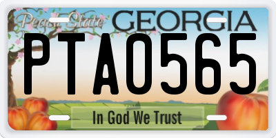 GA license plate PTA0565