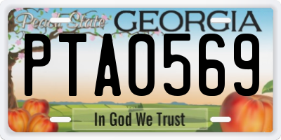 GA license plate PTA0569