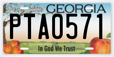 GA license plate PTA0571