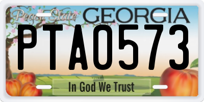 GA license plate PTA0573