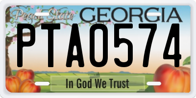 GA license plate PTA0574