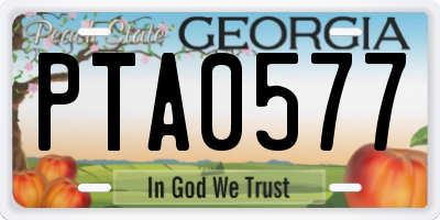 GA license plate PTA0577