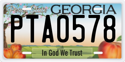 GA license plate PTA0578