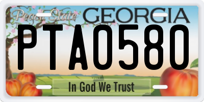 GA license plate PTA0580