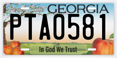 GA license plate PTA0581