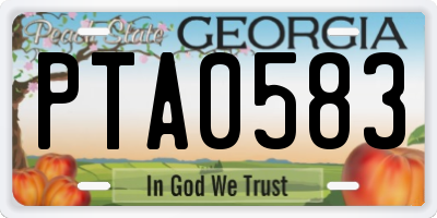 GA license plate PTA0583