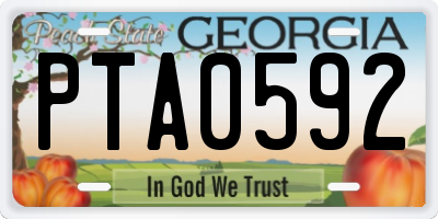 GA license plate PTA0592
