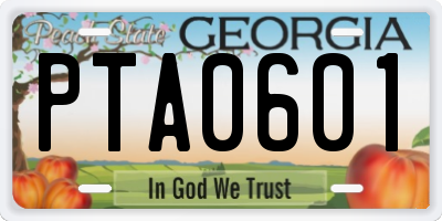 GA license plate PTA0601