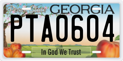 GA license plate PTA0604