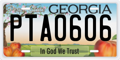 GA license plate PTA0606